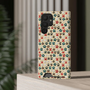 Durable Paw Print Phone Case Card Holder Polycarbonate - Dipaliz - Mobile Cases