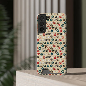Durable Paw Print Phone Case Card Holder Polycarbonate - Dipaliz - Mobile Cases