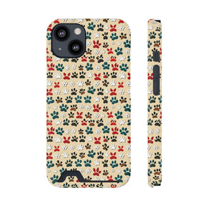 Durable Paw Print Phone Case Card Holder Polycarbonate - Dipaliz - Mobile Cases