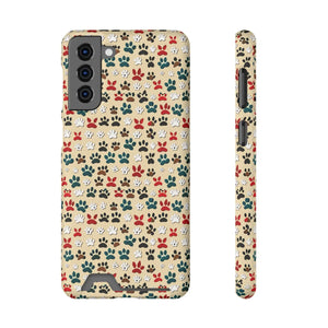 Durable Paw Print Phone Case Card Holder Polycarbonate - Dipaliz - Mobile Cases