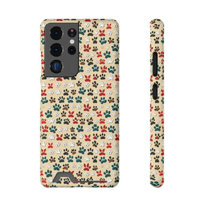 Durable Paw Print Phone Case Card Holder Polycarbonate - Dipaliz - Mobile Cases