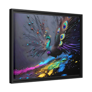 Vibrant Peacock Matte Canvas – Black Frame - Dipaliz - Posters Prints & Visual Artwork