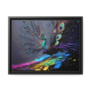 Vibrant Peacock Matte Canvas – Black Frame - Dipaliz - Posters Prints & Visual Artwork