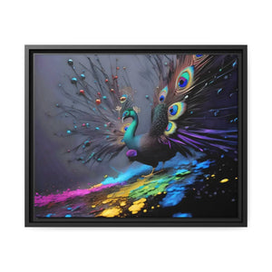Vibrant Peacock Matte Canvas – Black Frame - Dipaliz - Posters Prints & Visual Artwork