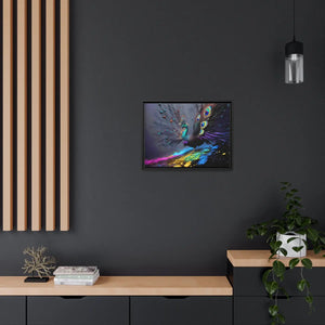 Vibrant Peacock Matte Canvas – Black Frame - Dipaliz - Posters Prints & Visual Artwork