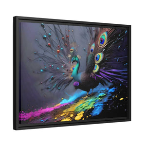 Vibrant Peacock Matte Canvas – Black Frame - Dipaliz - Posters Prints & Visual Artwork