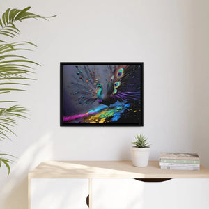 Vibrant Peacock Matte Canvas – Black Frame - Dipaliz - Posters Prints & Visual Artwork