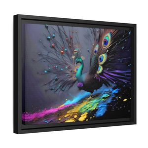 Vibrant Peacock Matte Canvas – Black Frame - Dipaliz - Posters Prints & Visual Artwork