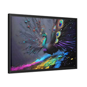 Vibrant Peacock Matte Canvas – Black Frame - Dipaliz - Posters Prints & Visual Artwork
