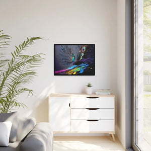 Vibrant Peacock Matte Canvas – Black Frame - Dipaliz - Posters Prints & Visual Artwork