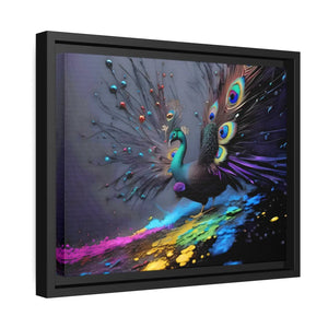 Vibrant Peacock Matte Canvas – Black Frame - Dipaliz - Posters Prints & Visual Artwork