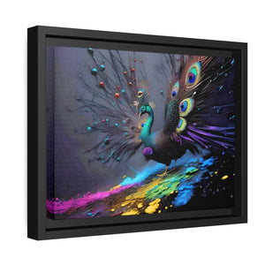 Vibrant Peacock Matte Canvas – Black Frame - Dipaliz - Posters Prints & Visual Artwork