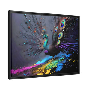 Vibrant Peacock Matte Canvas – Black Frame - Dipaliz - Posters Prints & Visual Artwork
