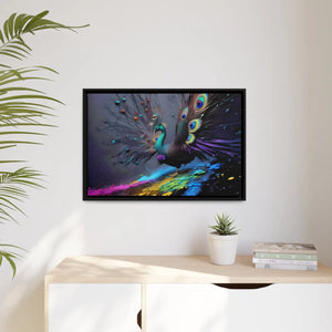 Vibrant Peacock Matte Canvas – Black Frame - Dipaliz - Posters Prints & Visual Artwork
