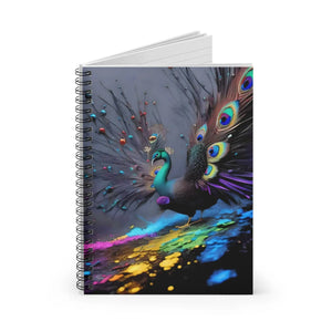 Vibrant Notebook Ruled Line - Peacock Feather Design - Dipaliz - Notebooks & Notepads