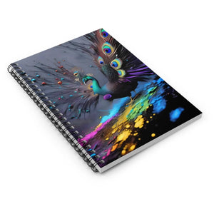 Vibrant Notebook Ruled Line - Peacock Feather Design - Dipaliz - Notebooks & Notepads