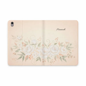 Dipaliz Personalized Cream Rose Tablet Folio Case Pu Leather - Computer Accessories