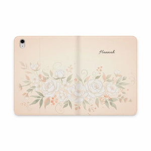 Dipaliz Personalized Cream Rose Tablet Folio Case Pu Leather - Computer Accessories