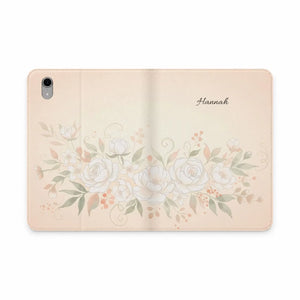 Dipaliz Personalized Cream Rose Tablet Folio Case Pu Leather - Computer Accessories