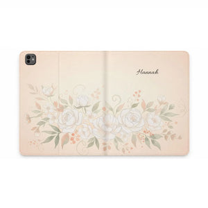 Dipaliz Personalized Cream Rose Tablet Folio Case Pu Leather - Computer Accessories