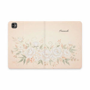 Dipaliz Personalized Cream Rose Tablet Folio Case Pu Leather - Computer Accessories