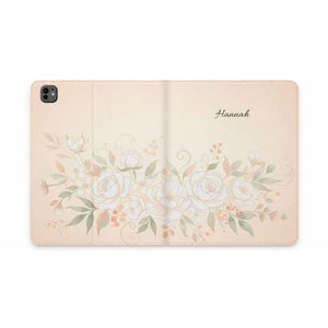 Dipaliz Personalized Cream Rose Tablet Folio Case Pu Leather - Computer Accessories