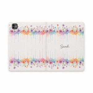 Dipaliz Personalized Watercolor Floral Tablet Case Pu Leather - Computer Accessories