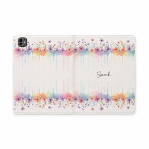 Dipaliz Personalized Watercolor Floral Tablet Case Pu Leather - Computer Accessories