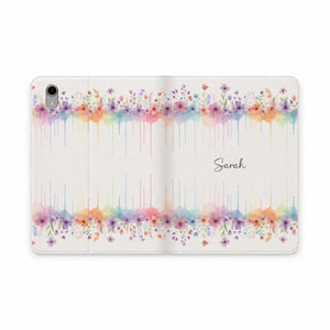 Dipaliz Personalized Watercolor Floral Tablet Case Pu Leather - Computer Accessories