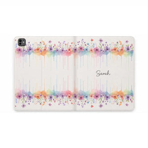 Dipaliz Personalized Watercolor Floral Tablet Case Pu Leather - Computer Accessories