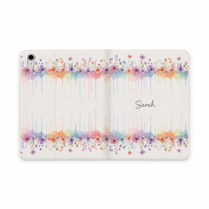 Dipaliz Personalized Watercolor Floral Tablet Case Pu Leather - Computer Accessories