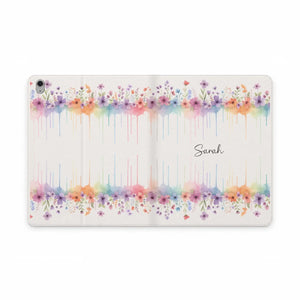 Dipaliz Personalized Watercolor Floral Tablet Case Pu Leather - Computer Accessories