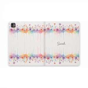 Dipaliz Personalized Watercolor Floral Tablet Case Pu Leather - Computer Accessories