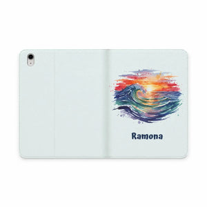 Dipaliz Personalized Wave Sunset Tablet Folio Vegan Leather - Computer Accessories