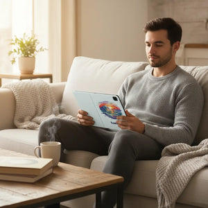 Dipaliz Personalized Wave Sunset Tablet Folio Vegan Leather - Computer Accessories