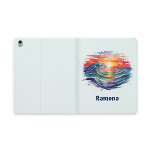 Dipaliz Personalized Wave Sunset Tablet Folio Vegan Leather - Computer Accessories