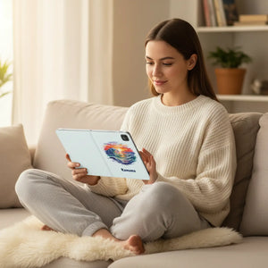Dipaliz Personalized Wave Sunset Tablet Folio Vegan Leather - Computer Accessories