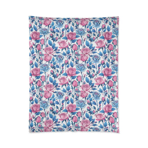 Blue Roses Pattern Comforter – Lightweight - Dipaliz - Quilts & Comforters