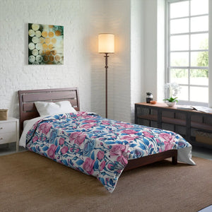 Blue Roses Pattern Comforter – Lightweight - Dipaliz - Quilts & Comforters