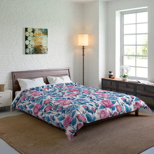 Blue Roses Pattern Comforter – Lightweight - Dipaliz - Quilts & Comforters