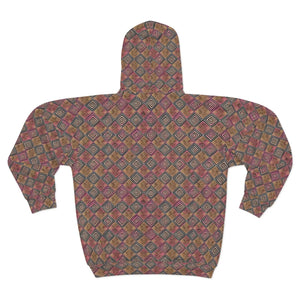 Brown Checkered Pattern Unisex Zip Hoodie - Fleece - Dipaliz - Hoodies
