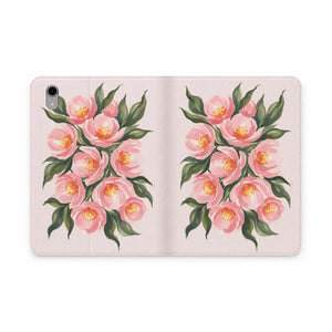 Dipaliz Pink Camellia Tablet Folio Case Vegan Leather Pockets - Computer Accessories