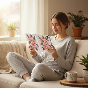 Dipaliz Pink Camellia Tablet Folio Case Vegan Leather Pockets - Computer Accessories