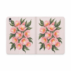 Dipaliz Pink Camellia Tablet Folio Case Vegan Leather Pockets - Computer Accessories