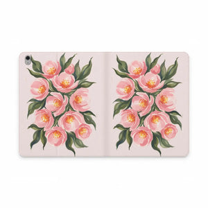 Dipaliz Pink Camellia Tablet Folio Case Vegan Leather Pockets - Computer Accessories