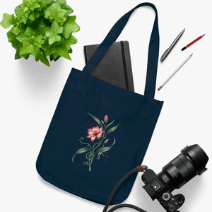 Organic Pink Flower Canvas Tote Bag - Eco Cotton - Dipaliz - Bags