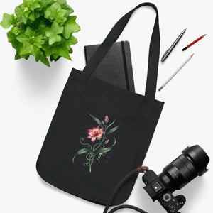 Organic Pink Flower Canvas Tote Bag - Eco Cotton - Dipaliz - Bags