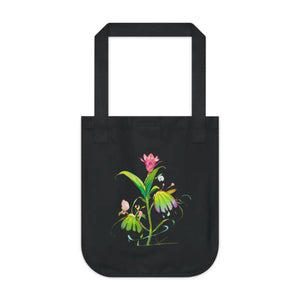 Organic Pink Flower Canvas Tote Bag - Eco Cotton - Dipaliz - Bags