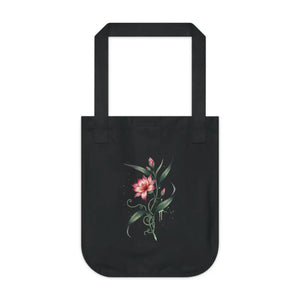 Organic Pink Flower Canvas Tote Bag - Eco Cotton - Dipaliz - Bags