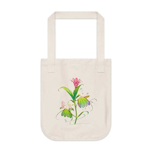 Pink Flower Canvas Tote Bag - Organic Eco-friendly Style - Dipaliz - Bags
